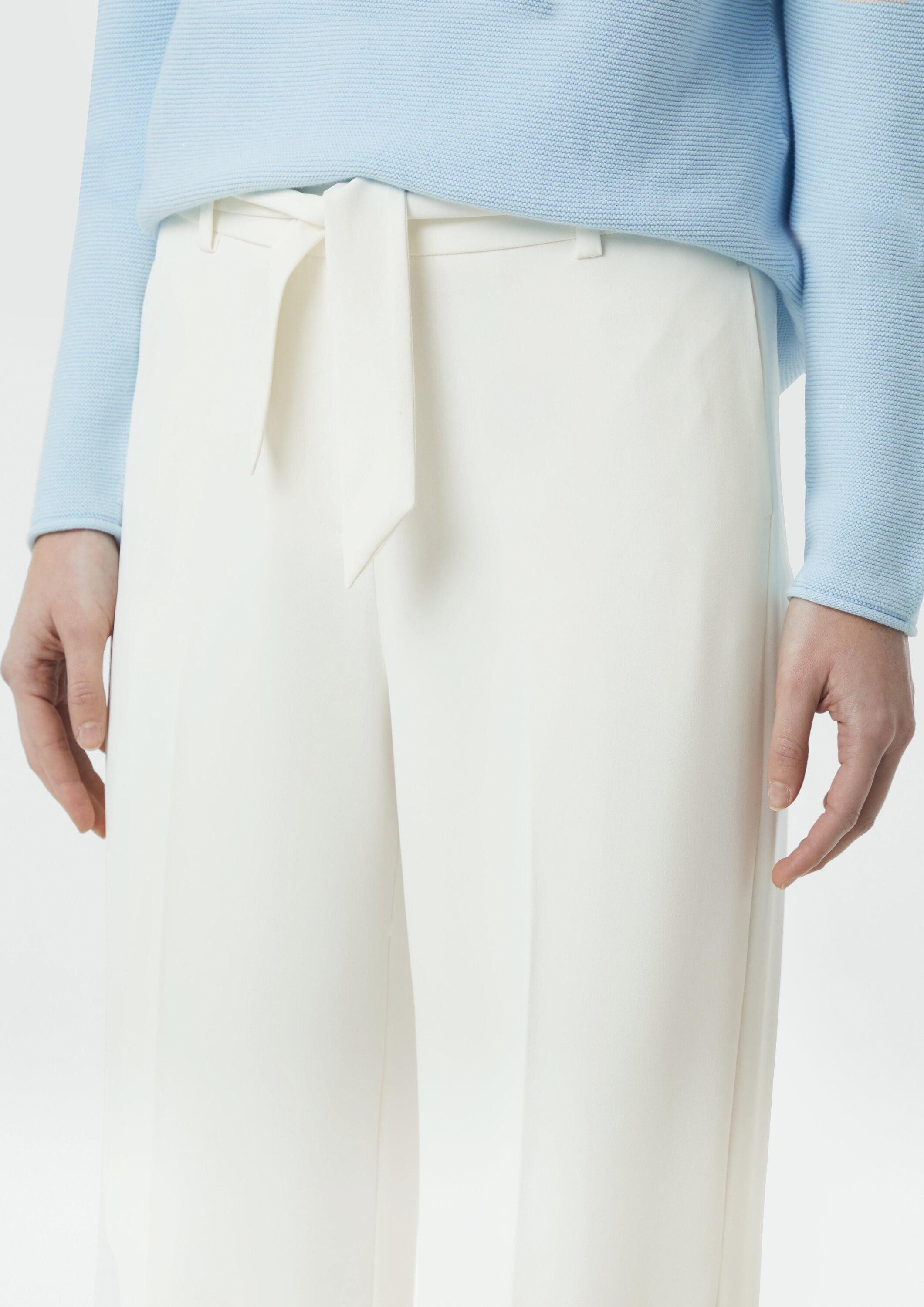 comma Chinos Hose Fließende Wide-Leg-Hose mit Bindeband