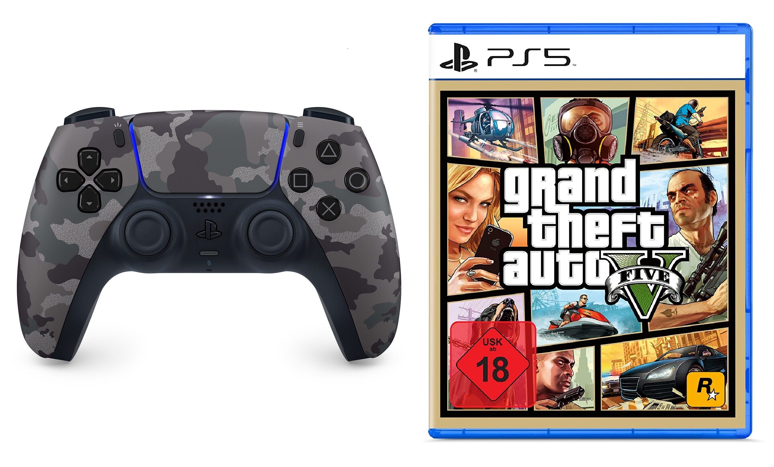 Playstation Playstation 5 Controller + GTA V PS5 Spiel - PlayStation 5-Controller (DualSense Wireless-Controller)