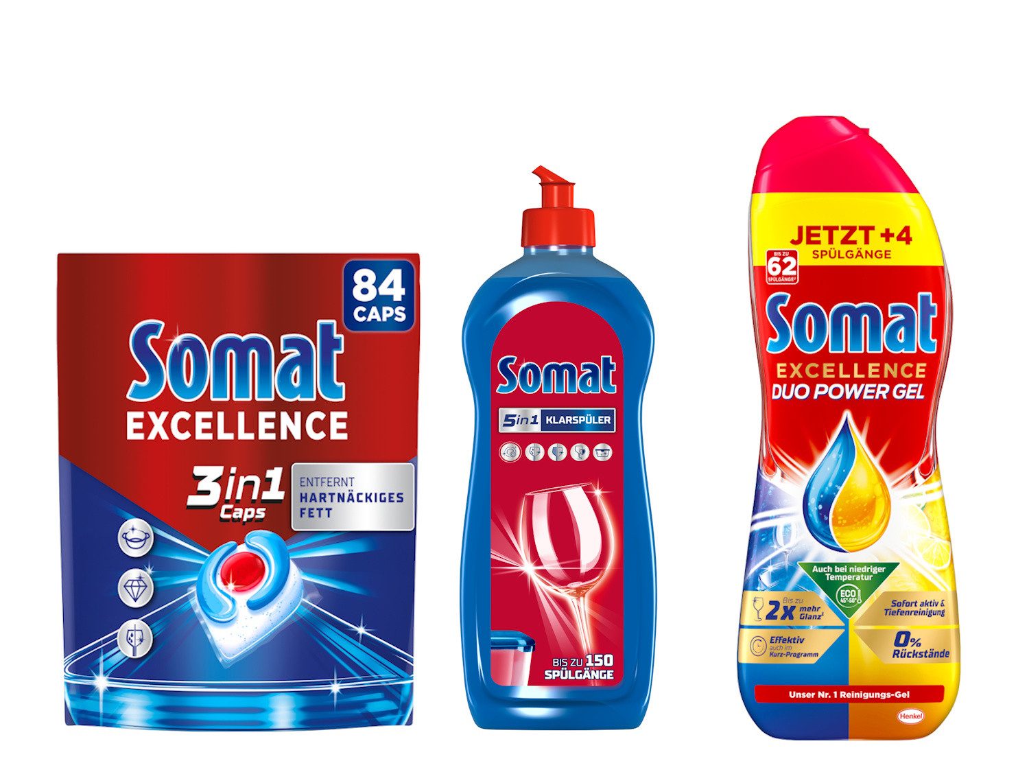 Somat SOMAT 84 Caps + Gel + Klarspüler – Glanz Set Spülmaschinentabs