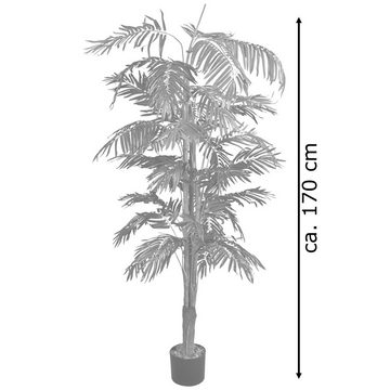 Kunstpalme Palmenbaum Palme Arekapalme Kunstpflanze Künstliche Pflanze 170cm, Decovego, Höhe 170 cm