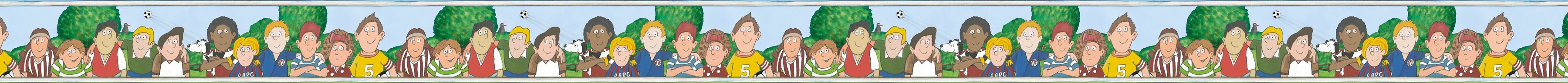 Marburg Bordüre Blau-Grün, Comic, moderne Tapete für Wohnzimmer Schlafzimmer Küche