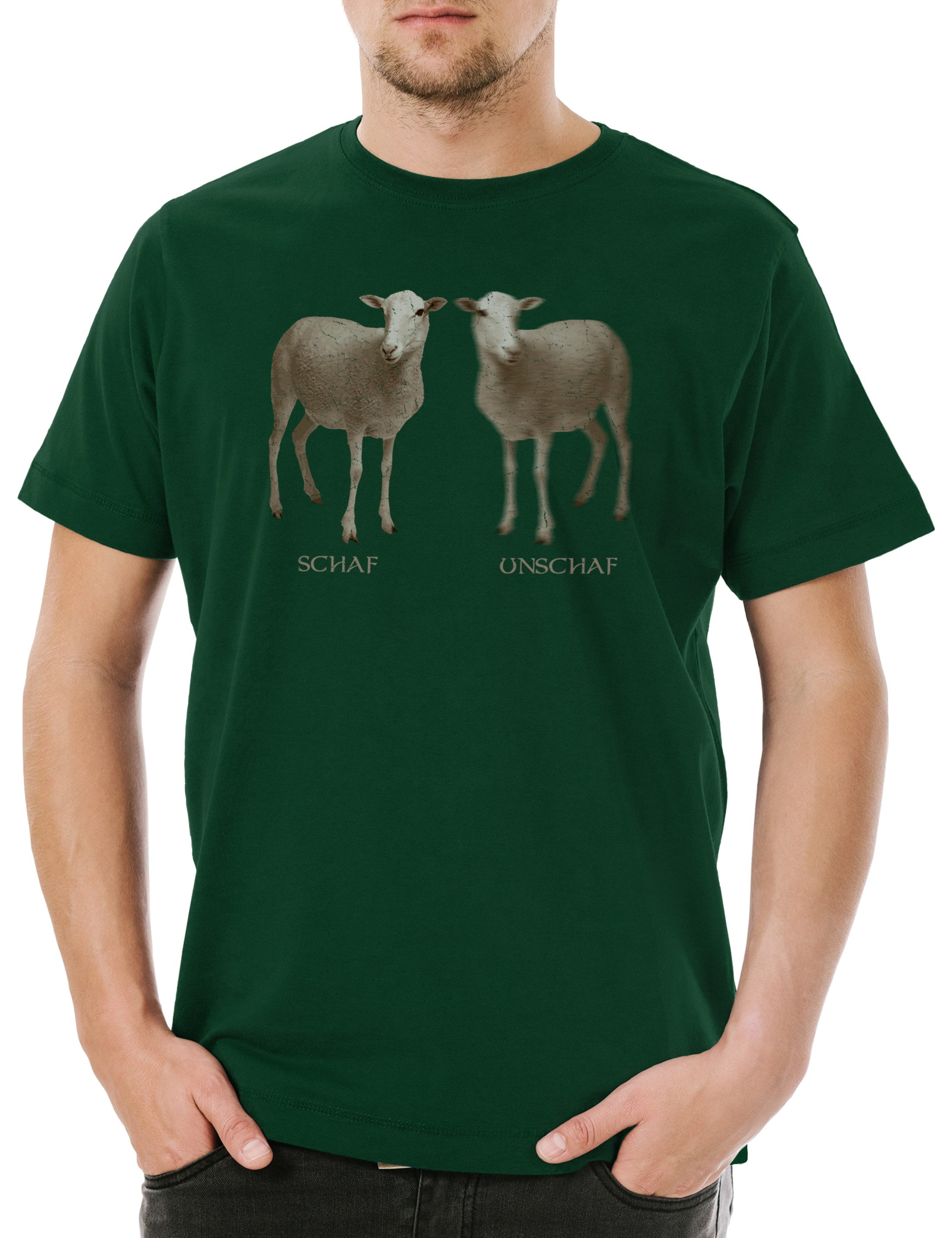 Urban Backwoods Print-Shirt Schaf Unschaf Herren T-Shirt Fun Geschenk Bauer Züchter Sheep Wolle (1-tlg) Humor Witz Lustig Fun
