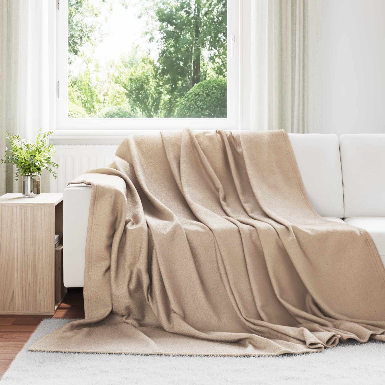 vidaXL Bettüberwurf Überwurfdecke Kamel 240 x 220 cm Fleece