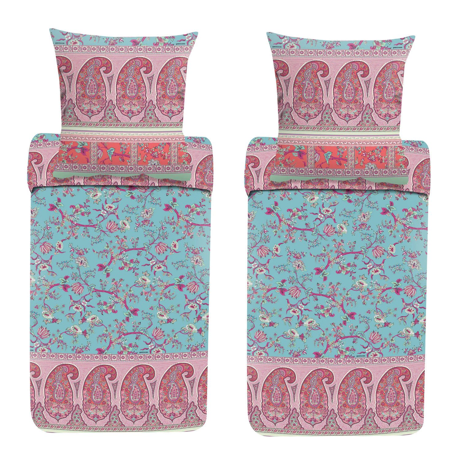 Bassetti Bettwäsche 4 tlg Bettwäsche Bassetti Mako Satin Genova T1 hellblau günstig online kaufen