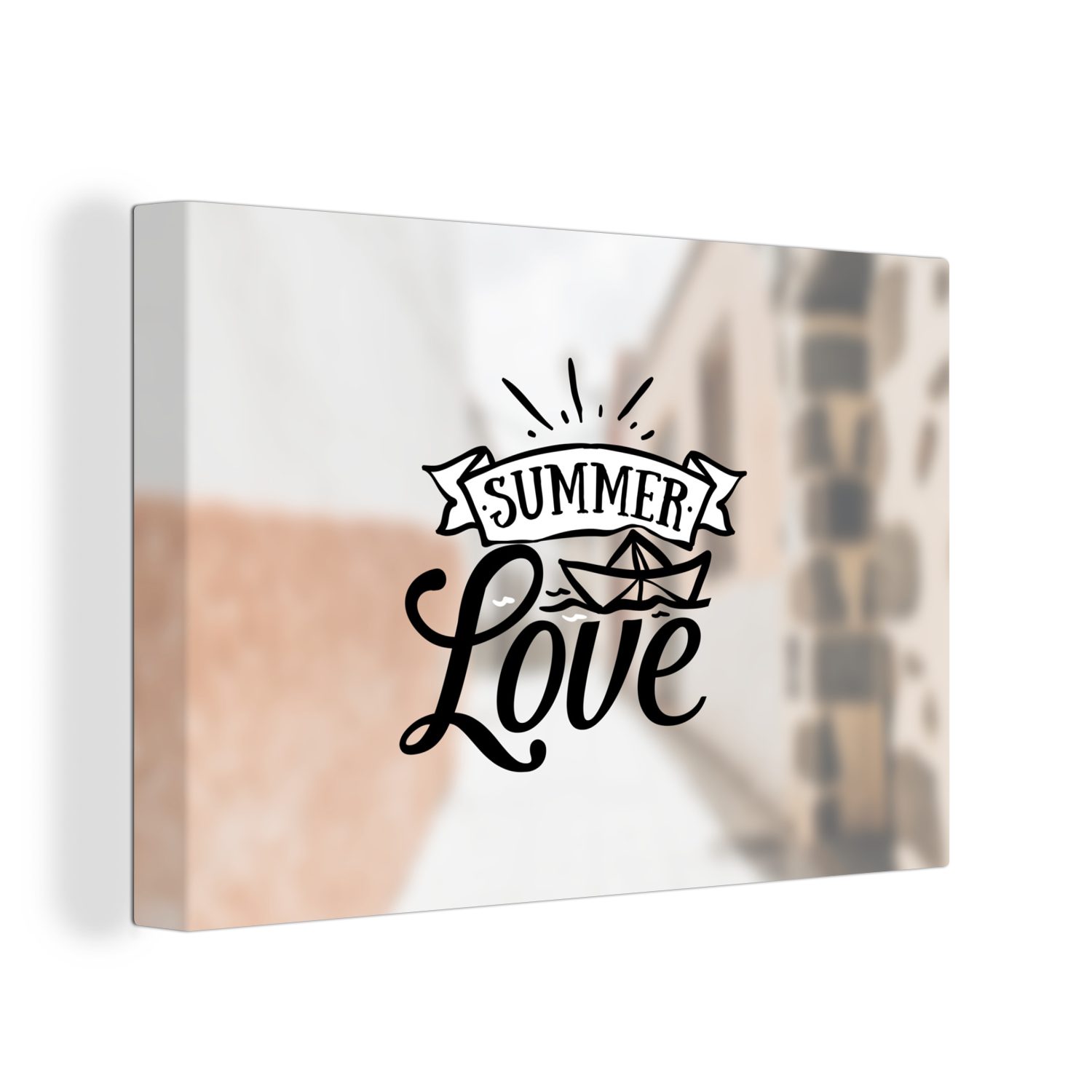 OneMillionCanvasses® Leinwandbild Sommer - Liebe - Zitat, (1 St), Wandbild Leinwandbilder, Aufhängefertig, Wanddeko, 30x20 cm