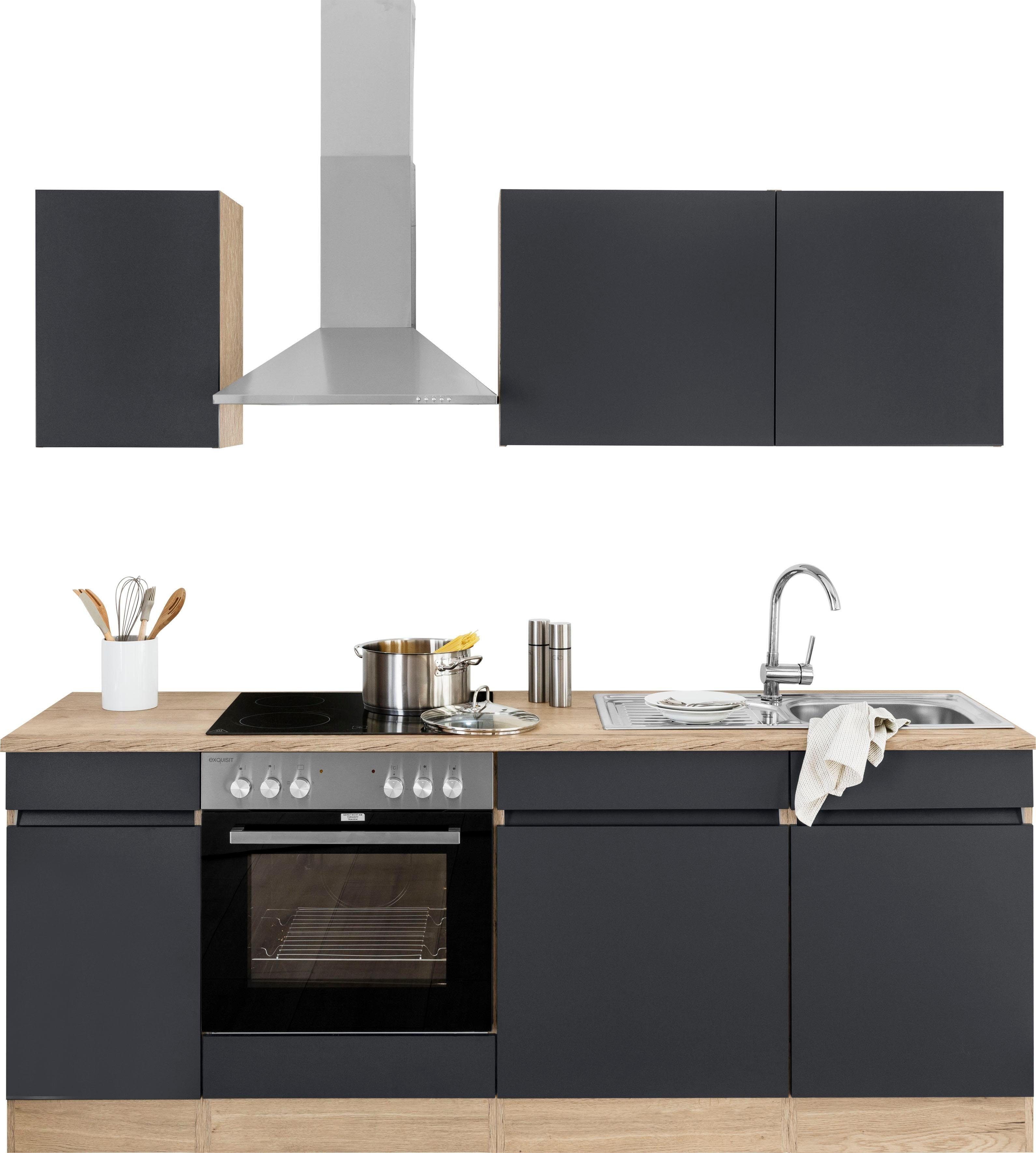 OPTIFIT Küchenzeile Roth, Breite 210 cm, wahlweise mit E-Geräten, Push-to-Open-Funktion