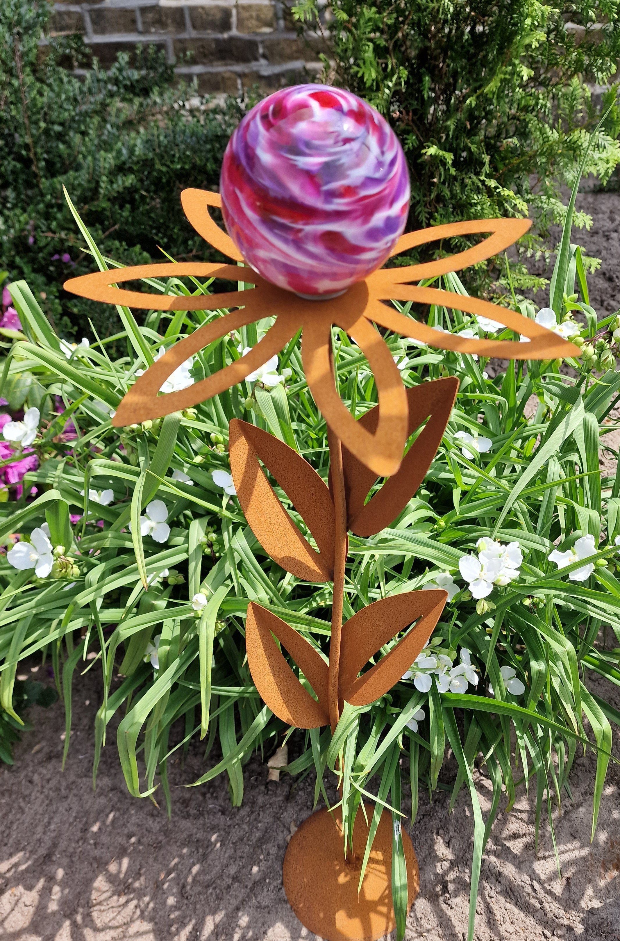Garten-Ambiente 77 Cortenstahl Standfuß cm Jürgen Malve Paris Gartenstecker mit Glaszauber Bocker Blume