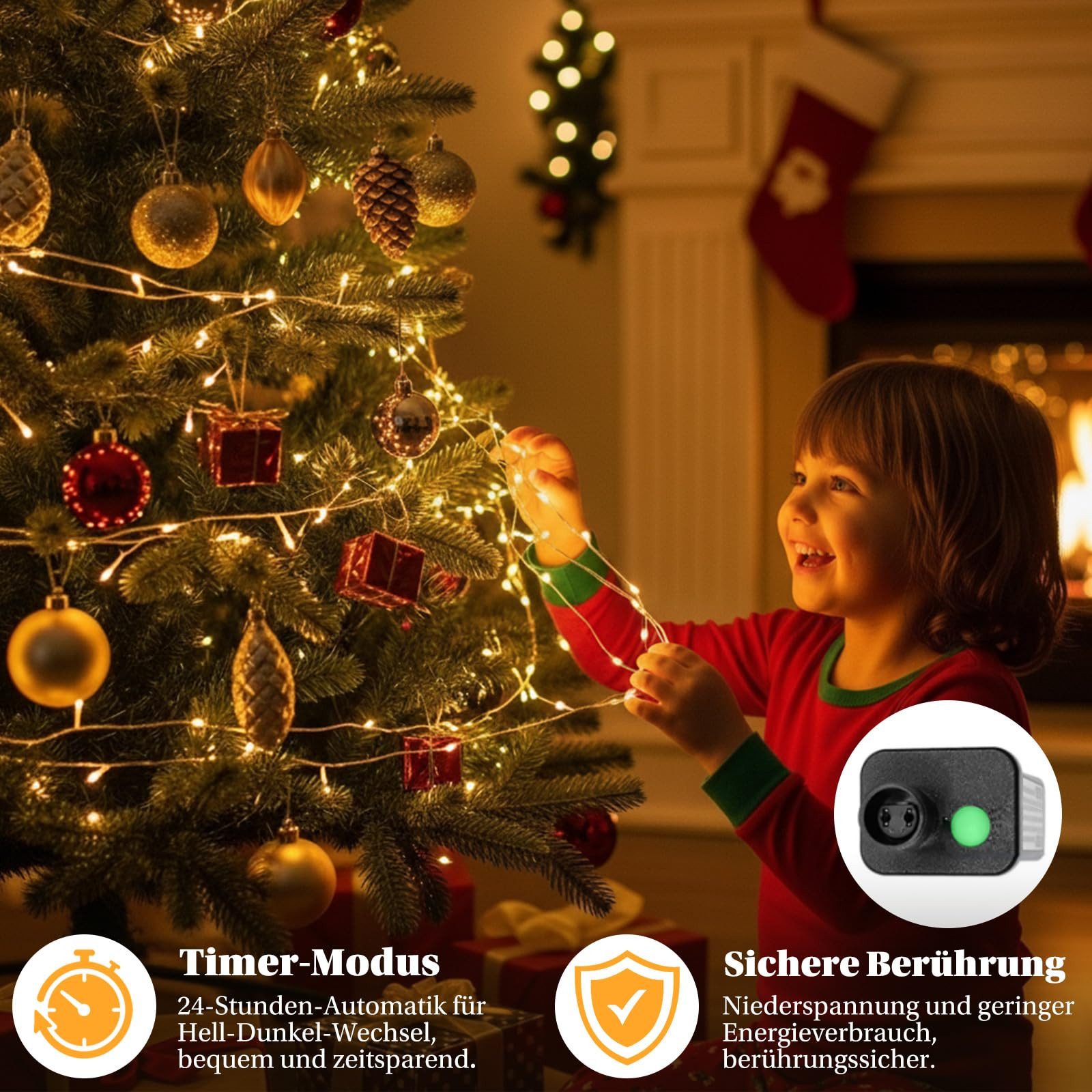 Rosnek LED-Lichterkette 3x3M, 10 Stränge, Speicherfunktion, Timer, für Vorhang Fenster Deko, 300-flammig, 8 Modi, Timer, für Schlafzimmer Weihnachten Terrasse
