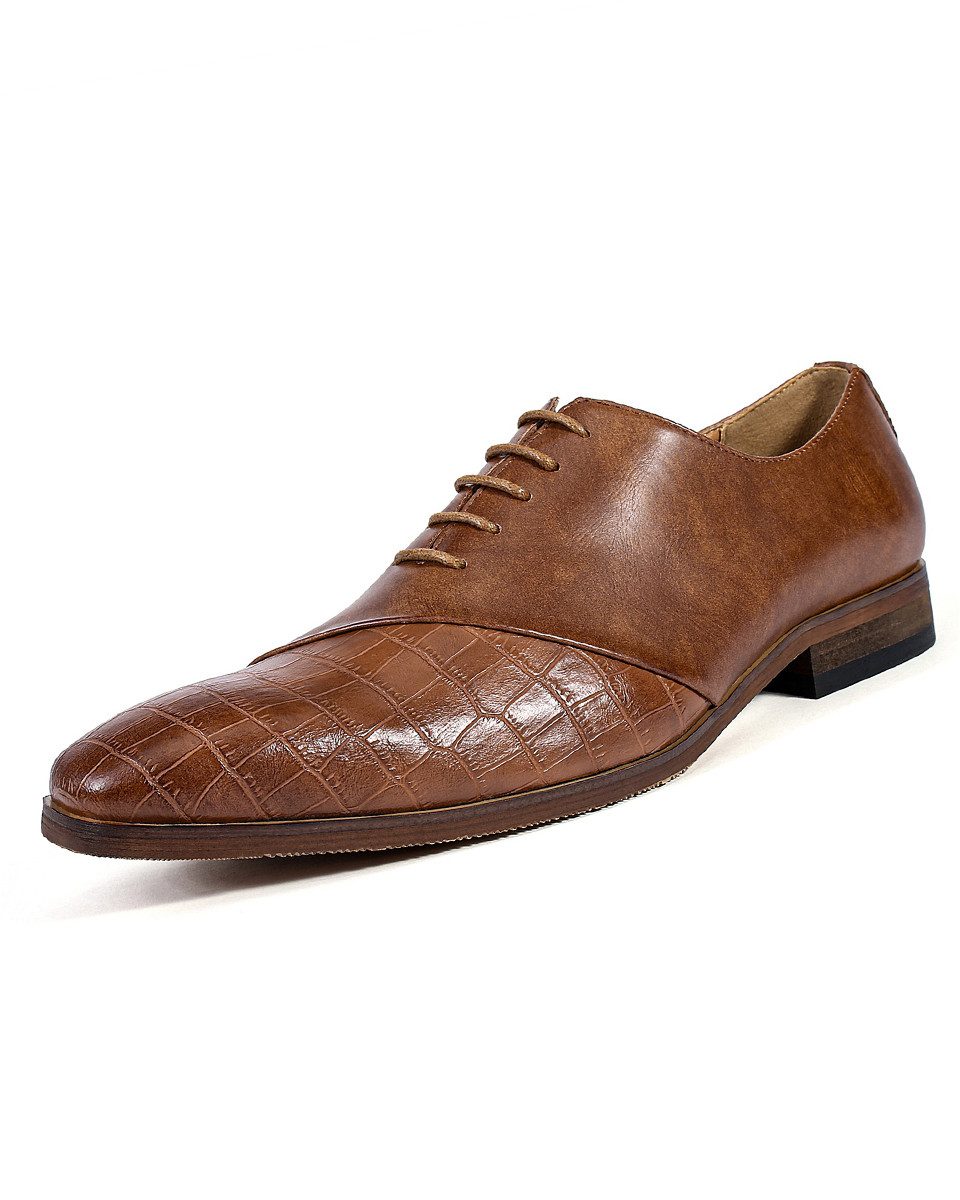 Allthemen Schnürschuh Herren Business Schnürschuhe mit Krokoleder-Optik Spitzkappe
