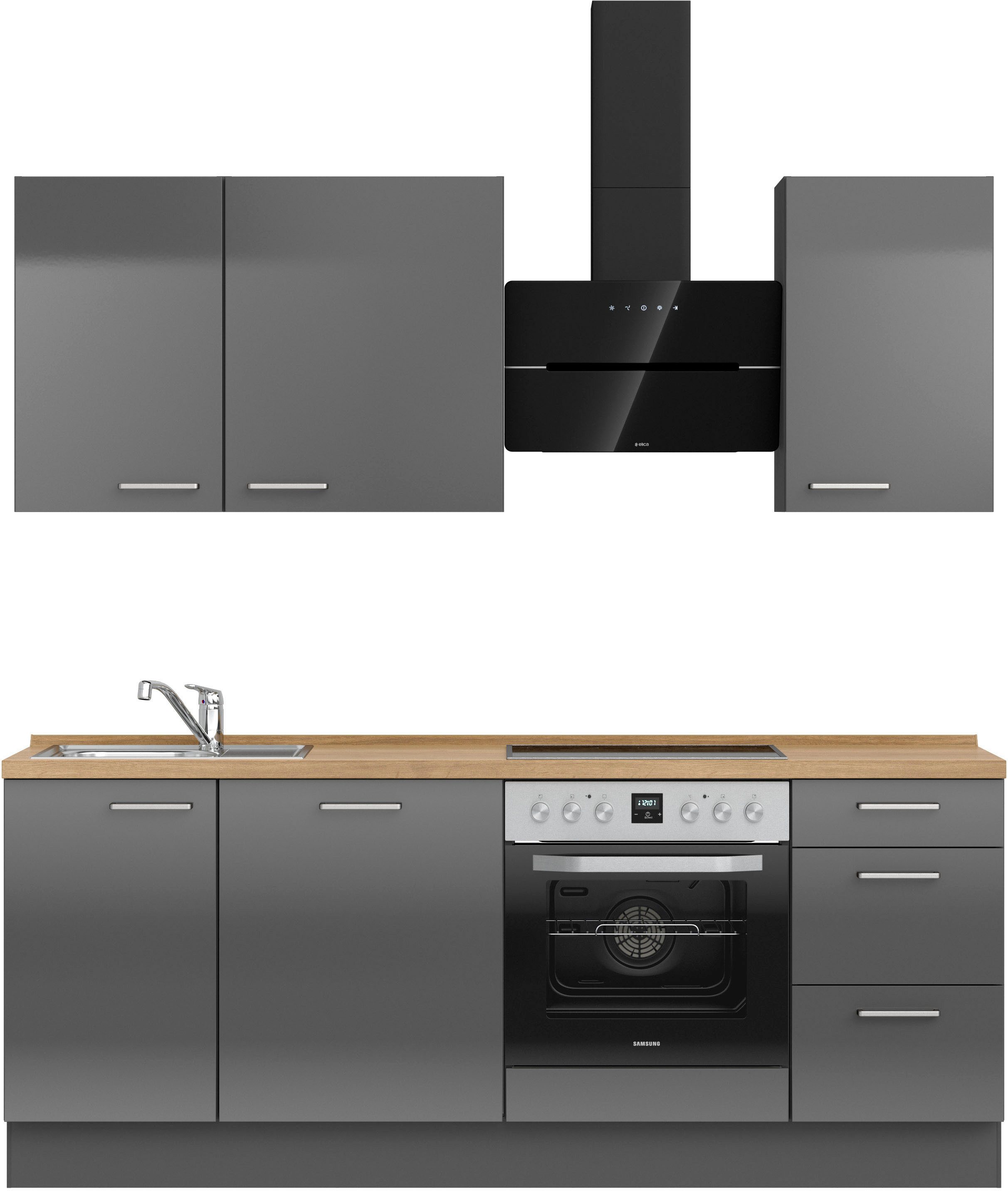 nobilia® Кухніzeile "Flash II", vormontiert, Ausrichtung wählbar, Breite 210 cm, wahlw. mit E-Geräten