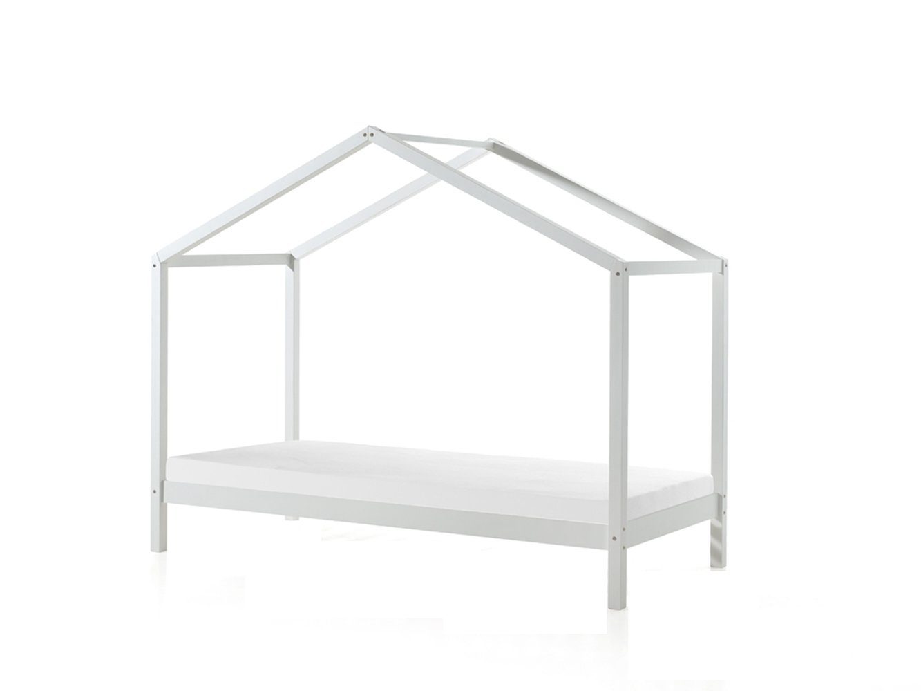 Hausbett aus Massive Kiefer in Weiß. Abmessungen (BxHxT) 210x170x97 cm