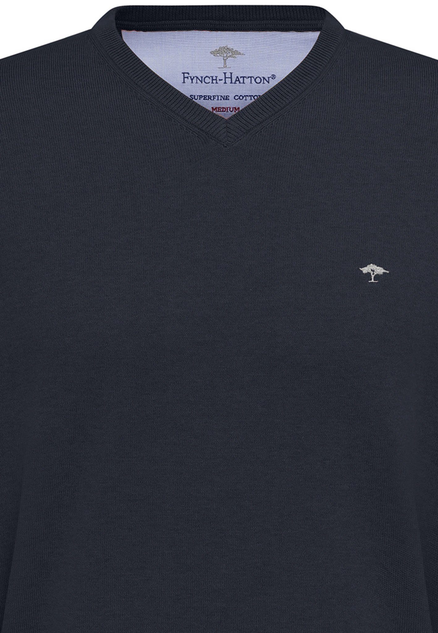 FYNCH-HATTON Strickpullover aus Baumwolle, mit V-Ausschnitt, bequeme Passform