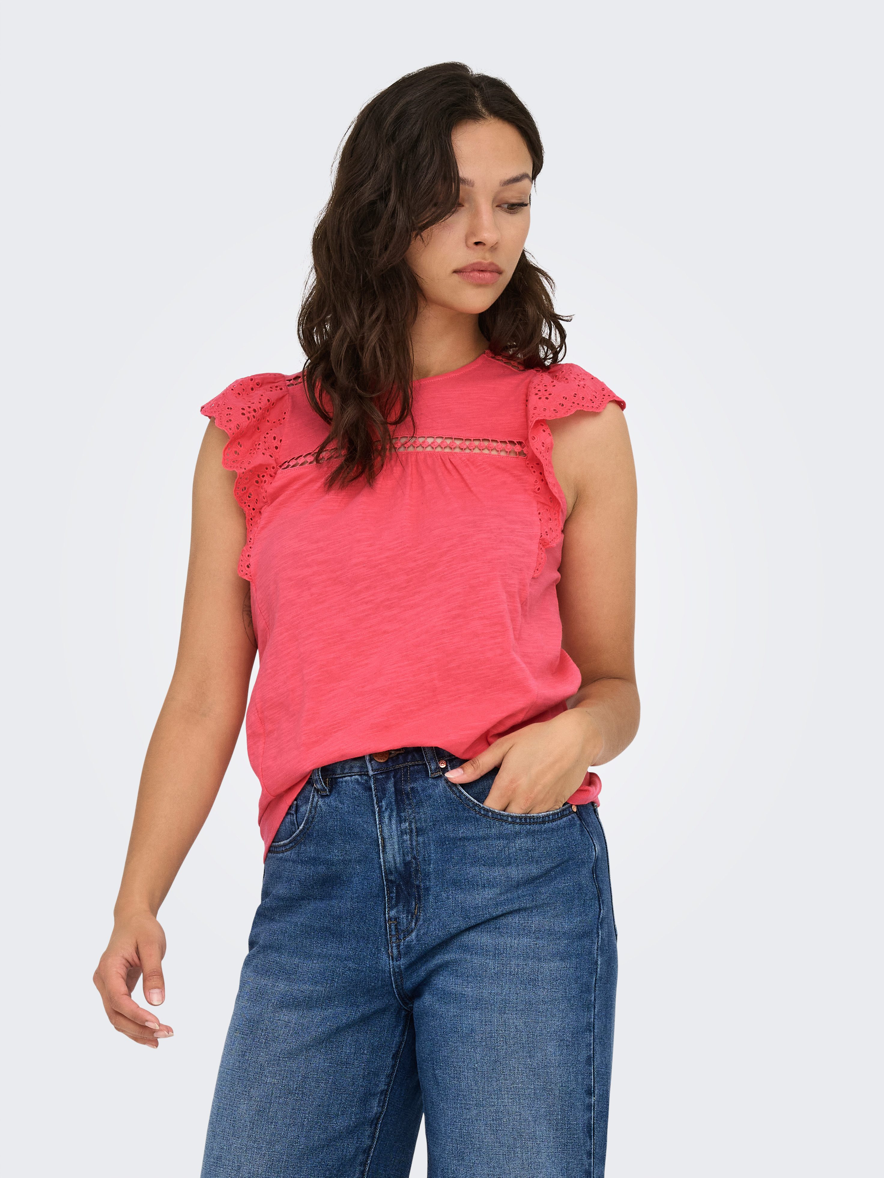 ONLY Kurzarmshirt ONLLEA S/L FRILL MIX TOP JRS günstig online kaufen