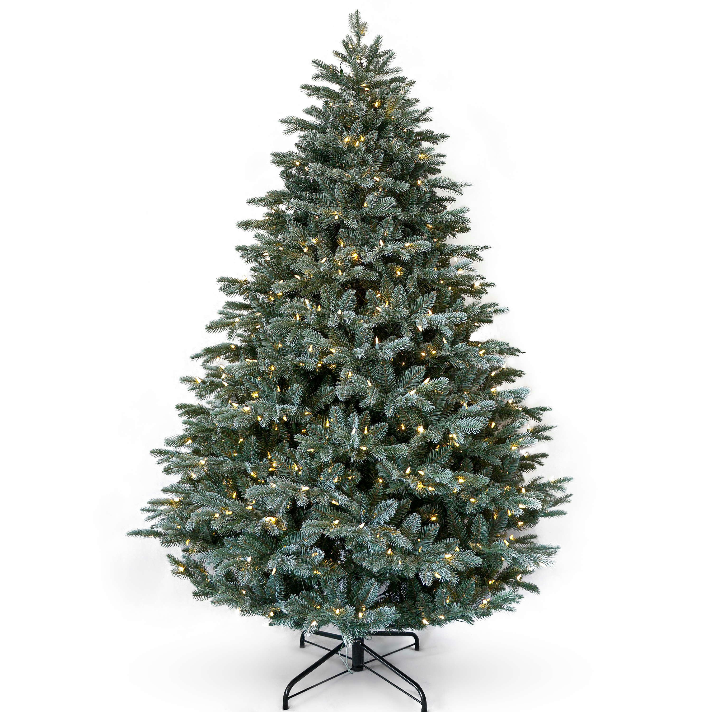artplants Künstlicher Weihnachtsbaum Deko Tannenbaum BUFFALO SPEED, gefroren, LEDs, 230cm, Ø145cm