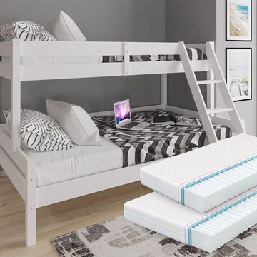 VitaliSpa® Kinderbett Etagenbett Hochbett EVEREST Weiß 2 Matratzen