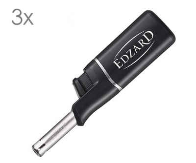 EDZARD Feuerzeug (Set, 3), Mini-Stabfeuerzeug in schwarz - nachfüllbares Gas-Feuerzeug mit EDZARD-Logo