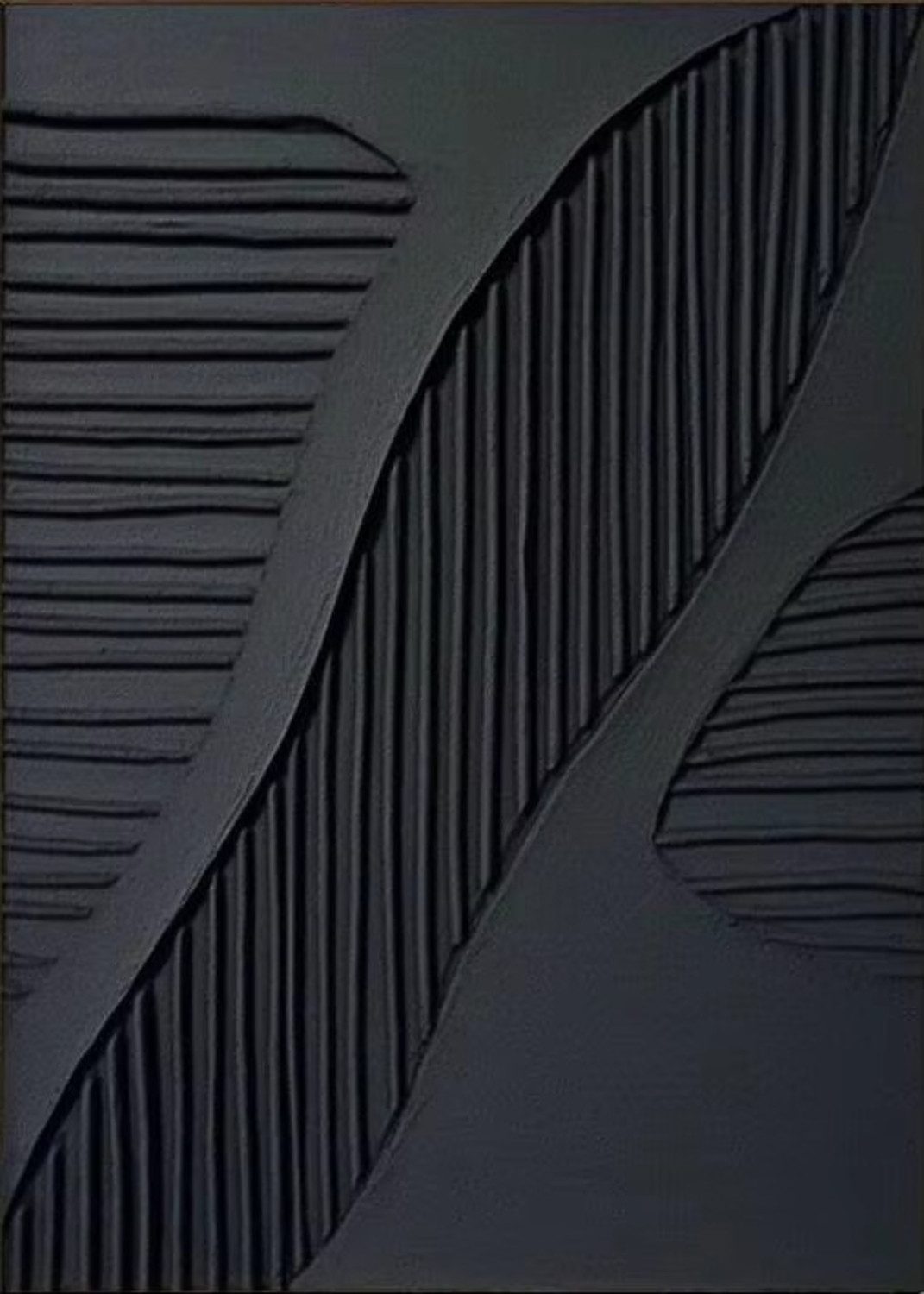 TPFLiving Kunstdruck OHNE RAHMEN, Abstrakte minimalistische Linien und Formen in 3D Struktur - (Leinwandbild XXL), Farben: Farben: schwarz -Größe: 20x30cm