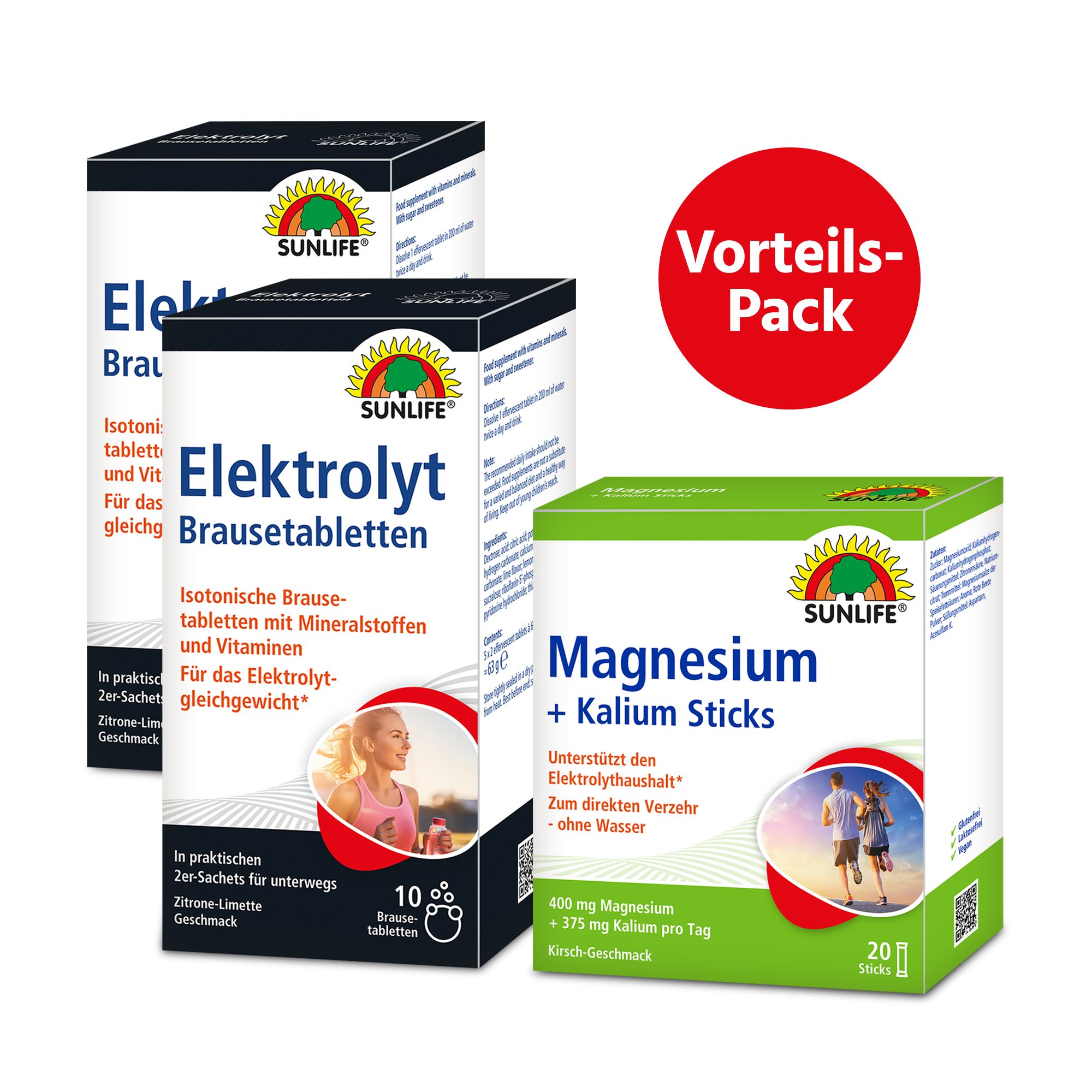 SUNLIFE SUNLIFE® Vorteilspack Elektrolyte Magnesium Kalium Sport Alkohol Brausetabletten und Sticks