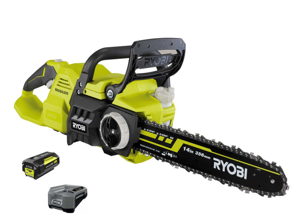RYOBI Akku-Kettensäge RYOBI Akku-Kettensäge RY36CSX35A-0 36V Brushless mit Akku Ladegerät