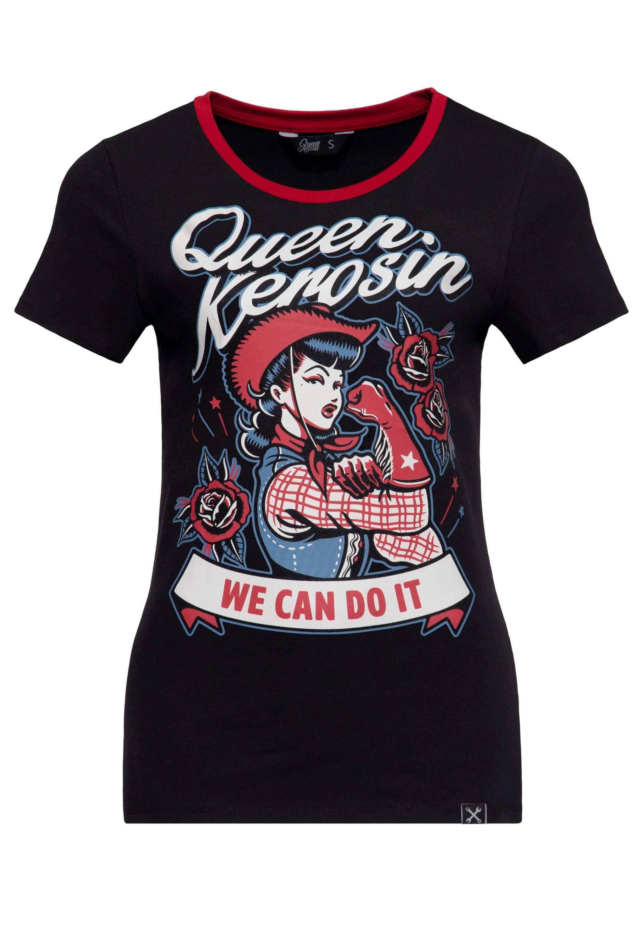QueenKerosin Print-Shirt We Can Do It (1-tlg) mit Cowgirl-Motiv im 50s-Stil