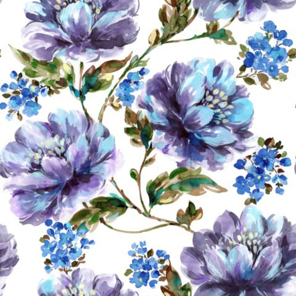 Superfresco Easy Vliestapete Stefanie - Blumen, glatt, (1 St), Blau - 10m x 52cm