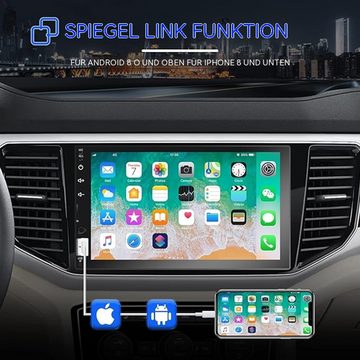 Hikity 7" Dual DIN Touchscreen kompatibel mit Apple Carplay und Android Auto Autoradio (FM Radio, Handy Rückspiegel Link)