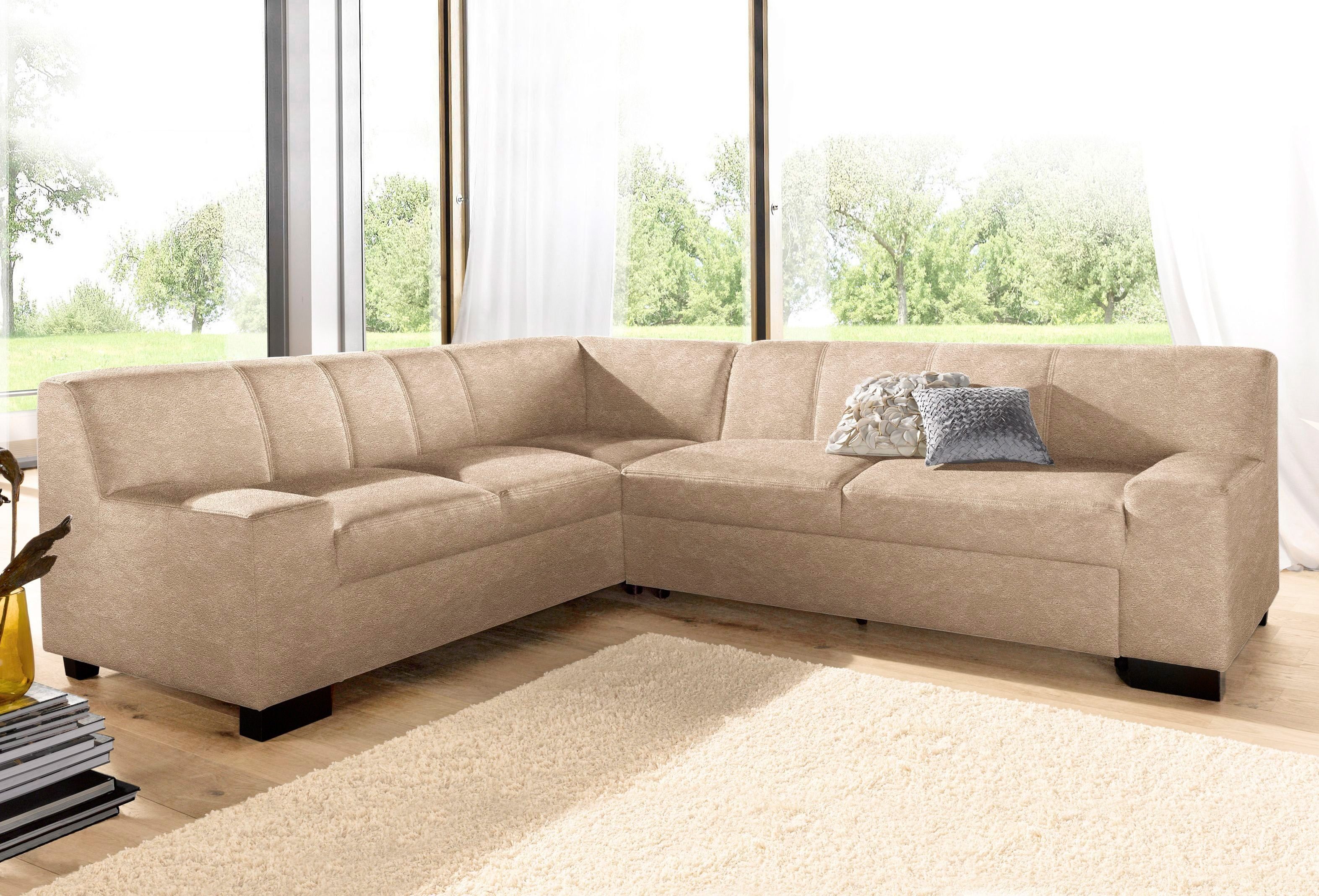 DOMO collection Ecksofa Norma, moderne Armlehnen, zeitlos und elegant, Breite 247cm, L-Form, wahlweise mit Bettfunktion