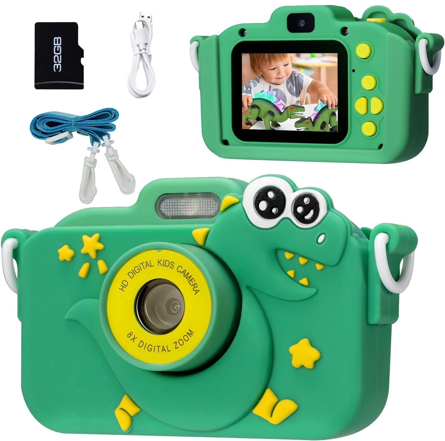 MOPUEA Fotokameras 2" Display 1080P, Spielzeug-Kamera Dinosaurier 32G Karte günstig online kaufen