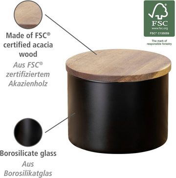 WENKO Vorratsdose Mio, Borosilikatglas, (1-tlg), Deckel aus FSC® zertifiziertem Akazienholz