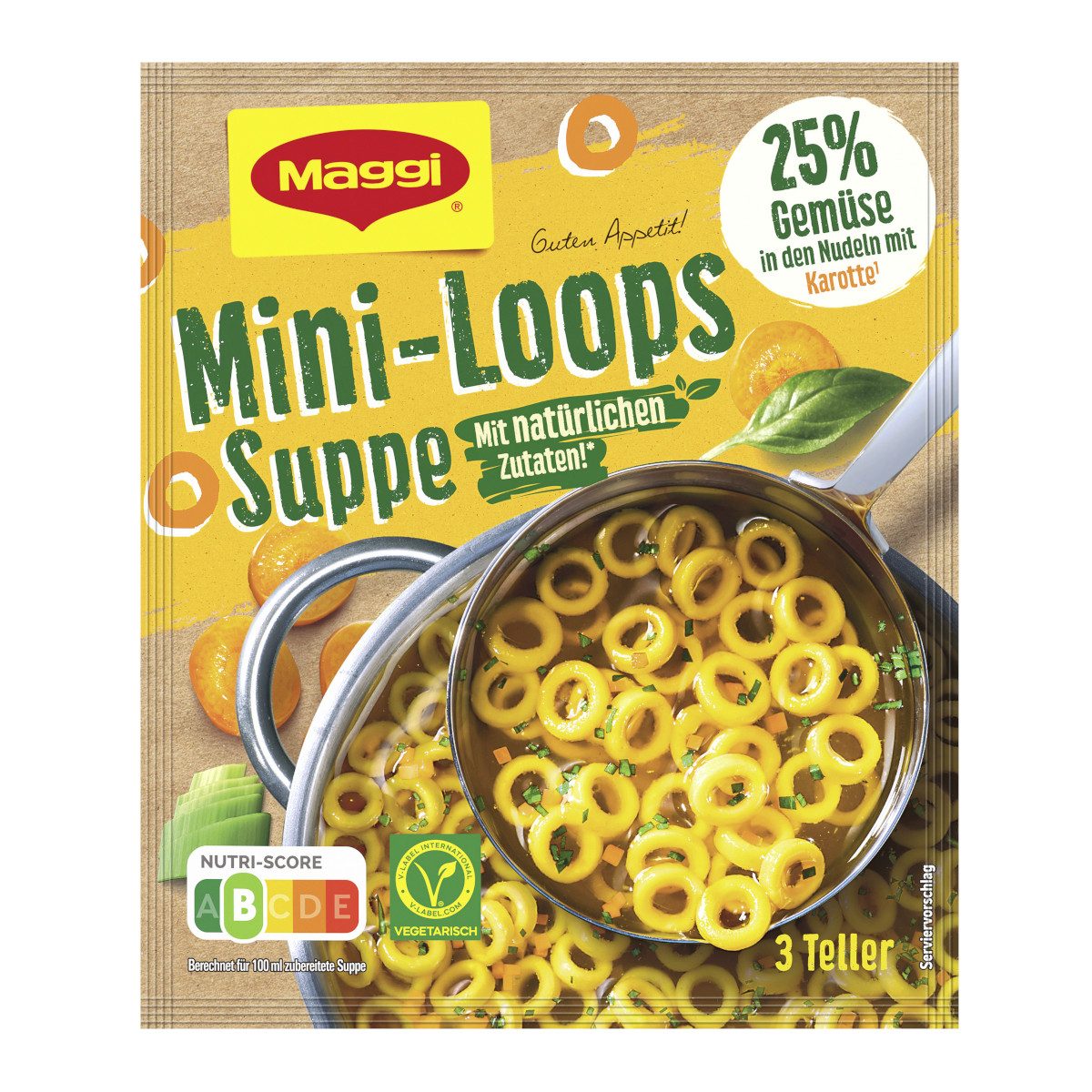 MAGGI Fertiggericht, Maggi Guten Appetit Suppe Mini Loops Klare Suppe mit Gemüsenudeln 43g