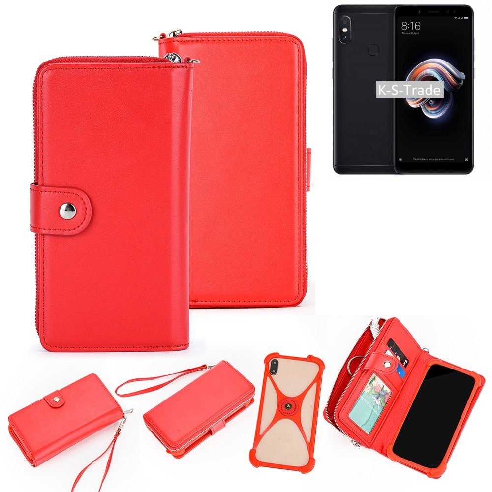 K-S-Trade Handyhülle für Xiaomi Redmi Note 5, 2in1 Schutz-Hülle Portemonnee Handy-Hülle mit Bumper