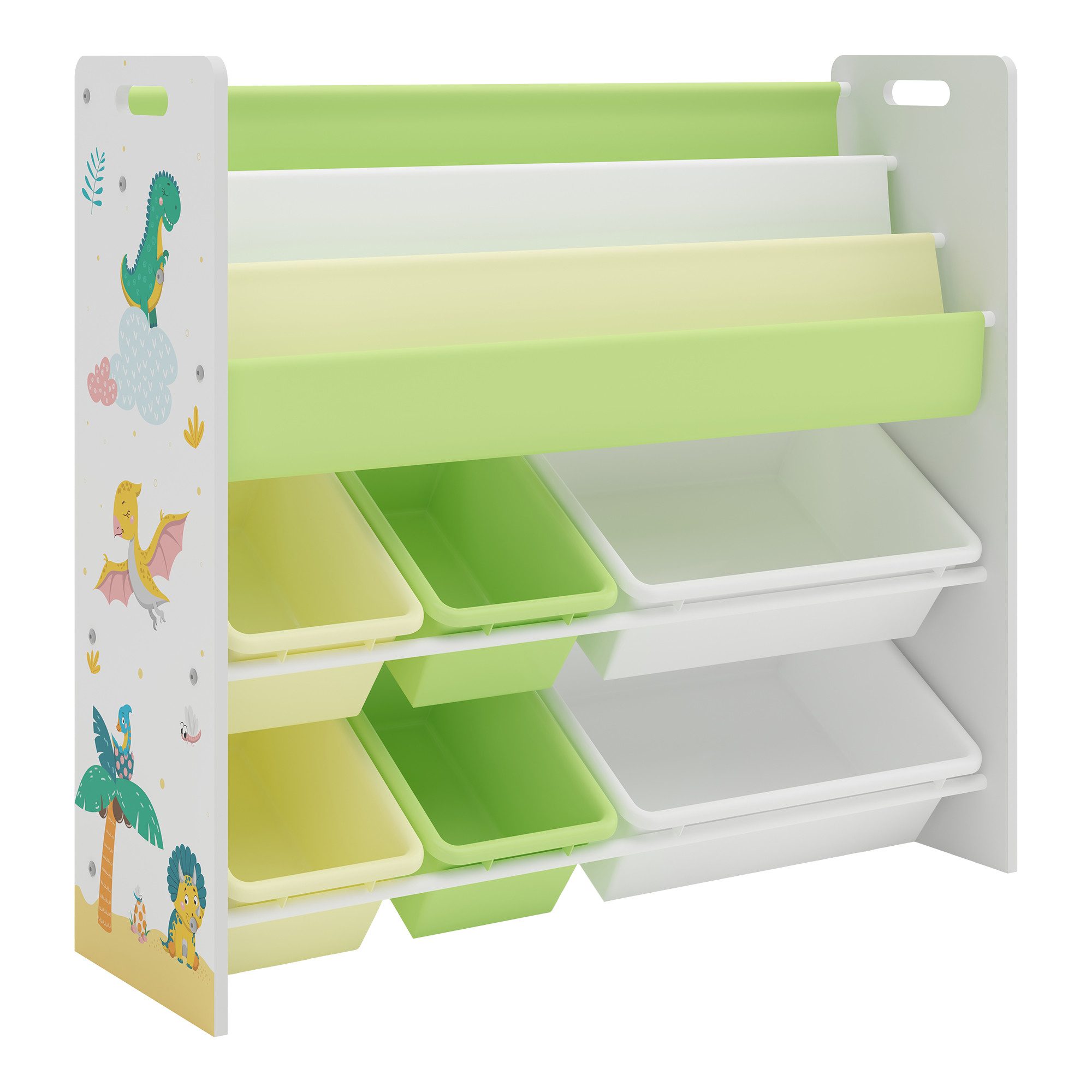 en.casa Kinderregal, »Rødøy« mit 6 Kisten 78x86x27 cm mit Dinosaurier-Motiv günstig online kaufen