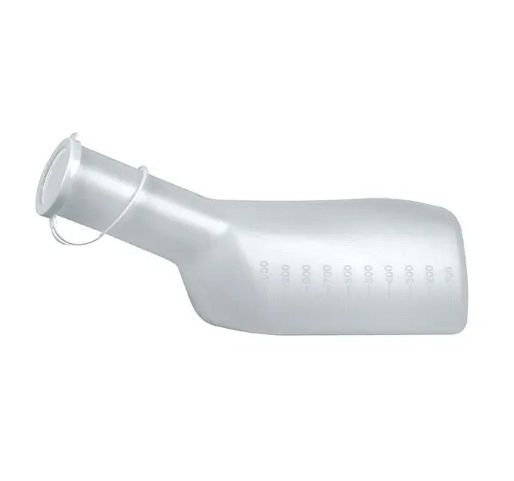 DocMed Urin-Flasche Urinflasche eckig, für Männer (Volumen von 1000 ml, 1 St., Urinflasche, Hygienisch, Desinfizierbar), Ideal für den privaten oder Pflegebereich