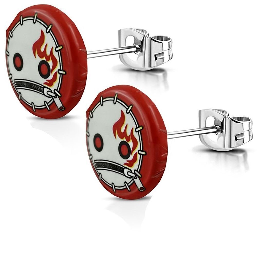 Ohrring-Set Ohrstecker Comic 10mm Silber aus Edelstahl Unisex