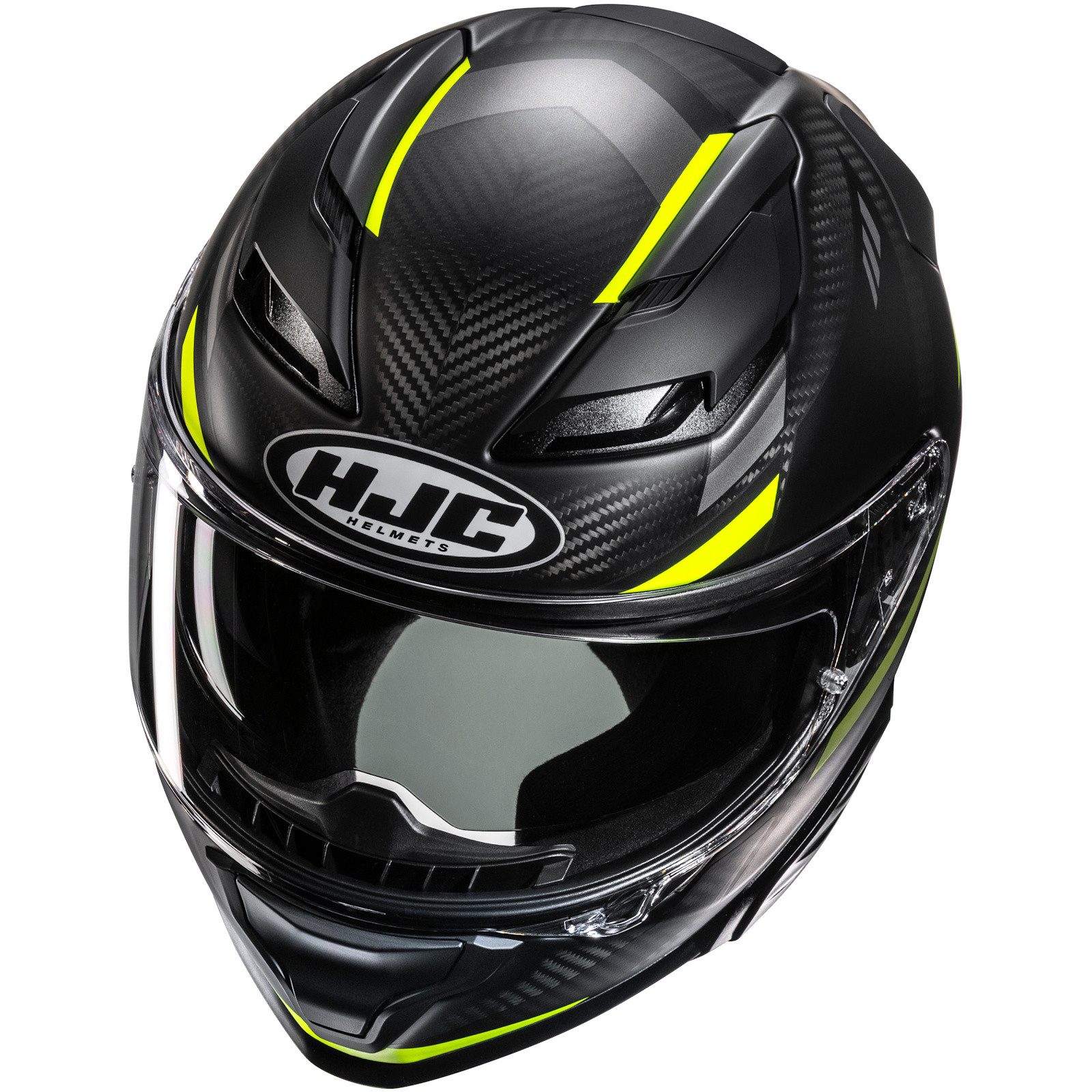 HJC Motorradhelm HJC F71 Carbon Esira MC3HSF Integralhelm Schwarz / Gelb XL (1er Set)