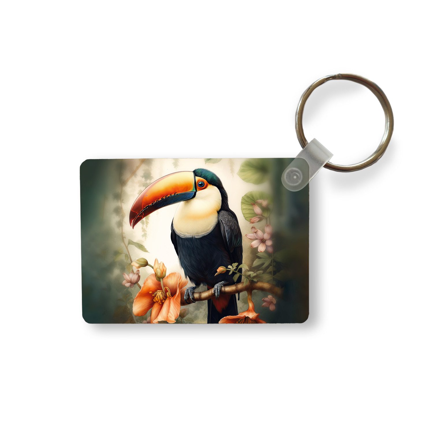 Schlüsselanhänger Tukan - Vogel - Blumen - Pflanzen