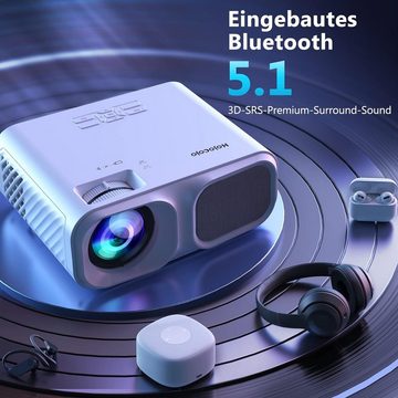 Hojocojo Portabler Projektor (9800 lm, 1080P px, 5G WLAN & Bluetooth 5.1 Full HD S21 Projektor mit 300 Riesenbildschirm)