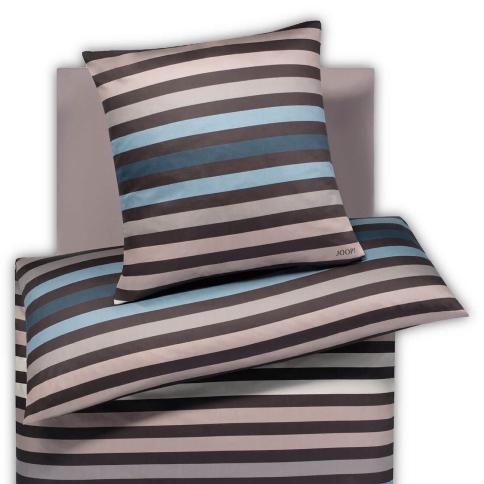 JOOP! Bettwäsche Tone 4103 7 Stone, Mako-Satin, 2 teilig, Streifen, Gestreift, Quer-Streifen