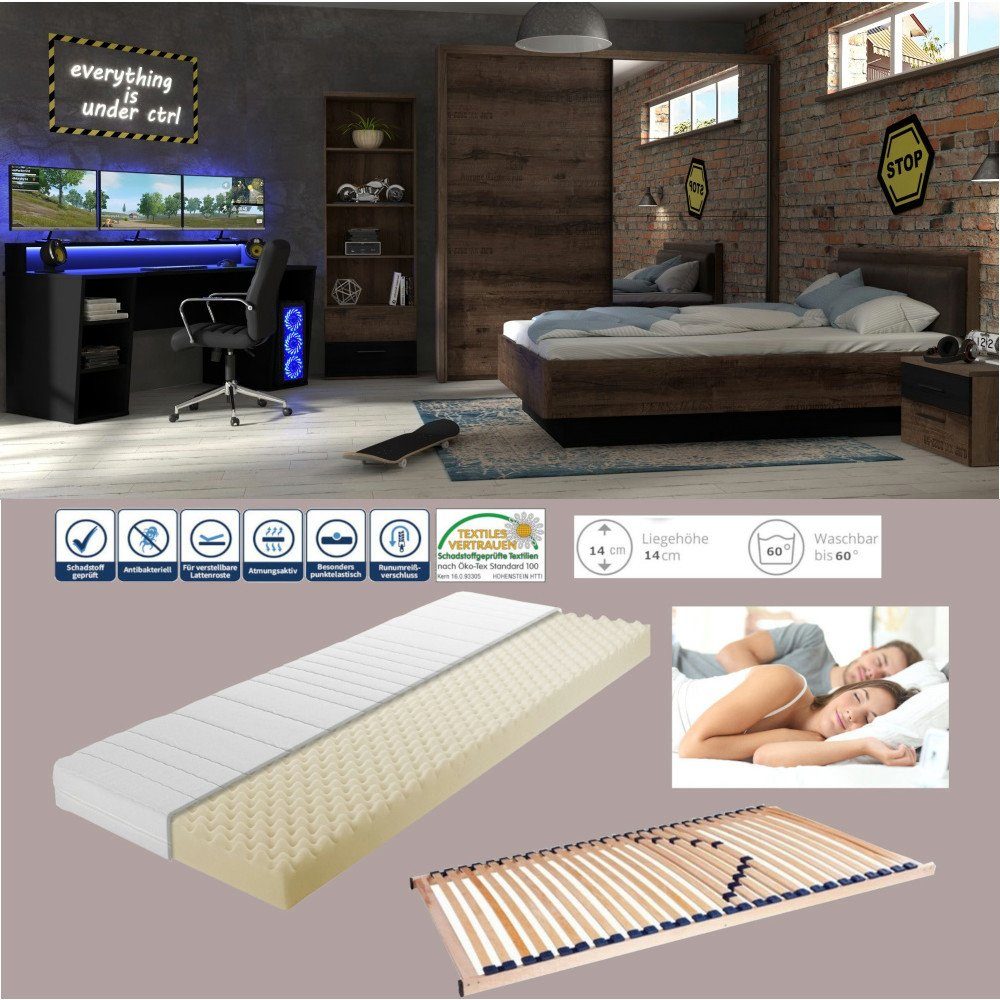 möbel-direkt.de Jugendzimmer-Set Tezaur "Jacky" in Schlammeiche, Schwarz un günstig online kaufen