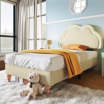 MODFU Polsterbett Jugendbett Kinderbett (ohne Matratze), mit Lattenrost und Verstellbares Kopfteil, 90 x 200 cm