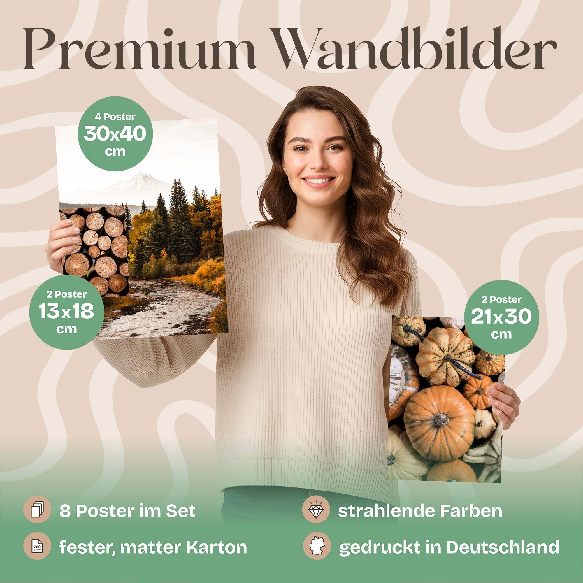 ARTFAVES Bilder-Collage Poster Set Autumn Forest I mehrteilige Bilderwand I Wandbilder Herbst, (Wandbilder modern, 8 St) – Bild 4 von 5