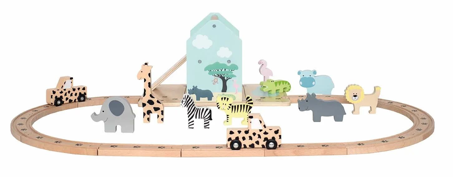 JaBaDaBaDo Spielschiene Jabadabado Kinderspielzeug, Holzspielzeug - Spielbahnset Go on Safari