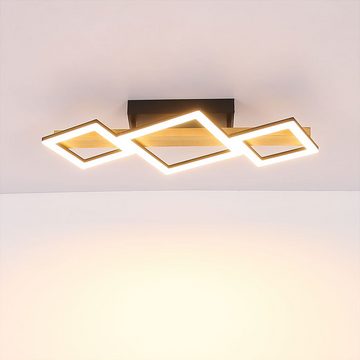 Globo LED Deckenleuchte, LED-Leuchtmittel fest verbaut, LED Deckenleuchte Holz Wohnzimmerlampe Designleuchte Deckenlampe