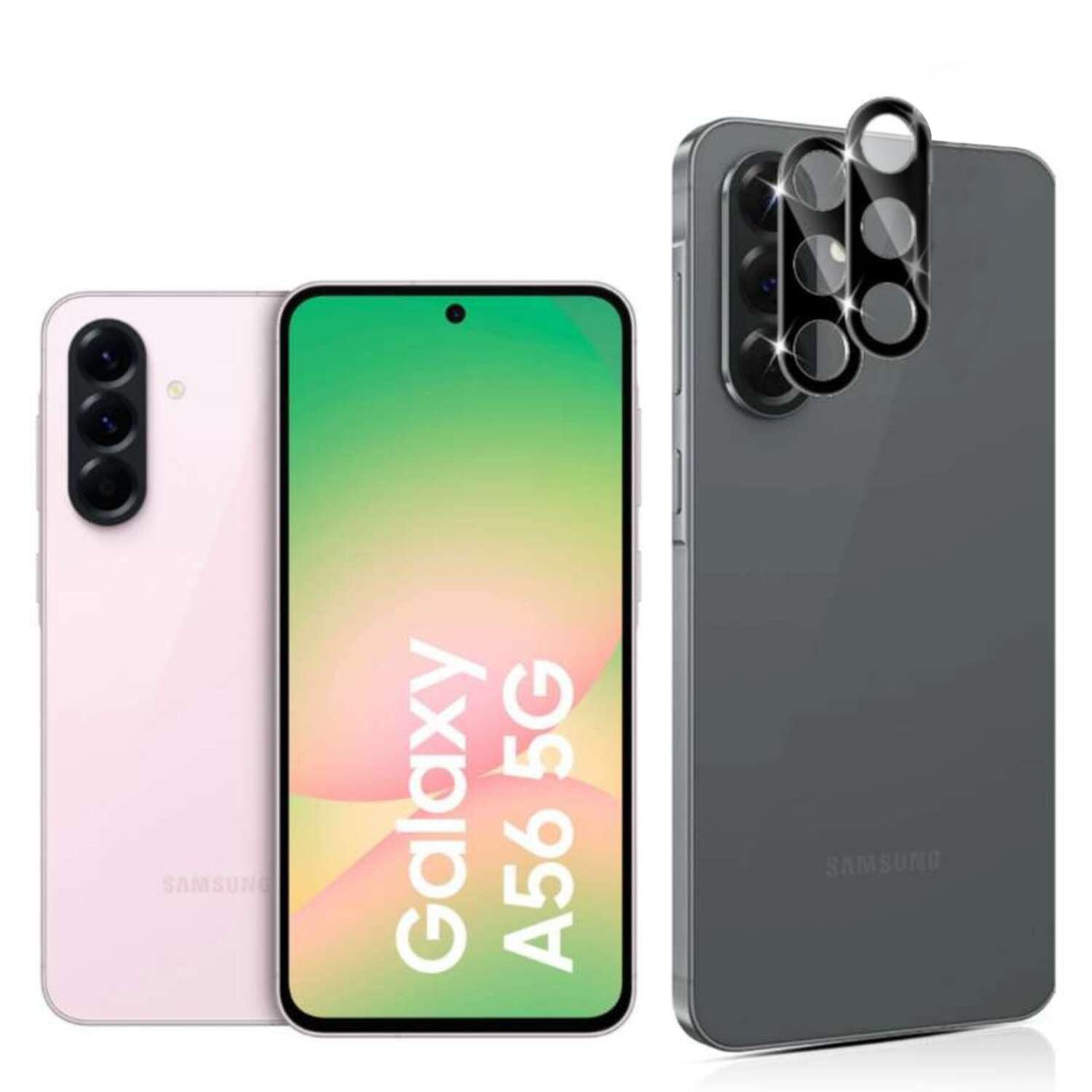 CLM-Tech Kameraschutzglas 2X Samsung Galaxy A56 5G Kameraglas kristallklar für Samsung Galaxy A56 5G, Linse Schutzglas 9H Glas - Folie kristallklar 2er Set Kameraschutz, 2 Stück, Kratzfest