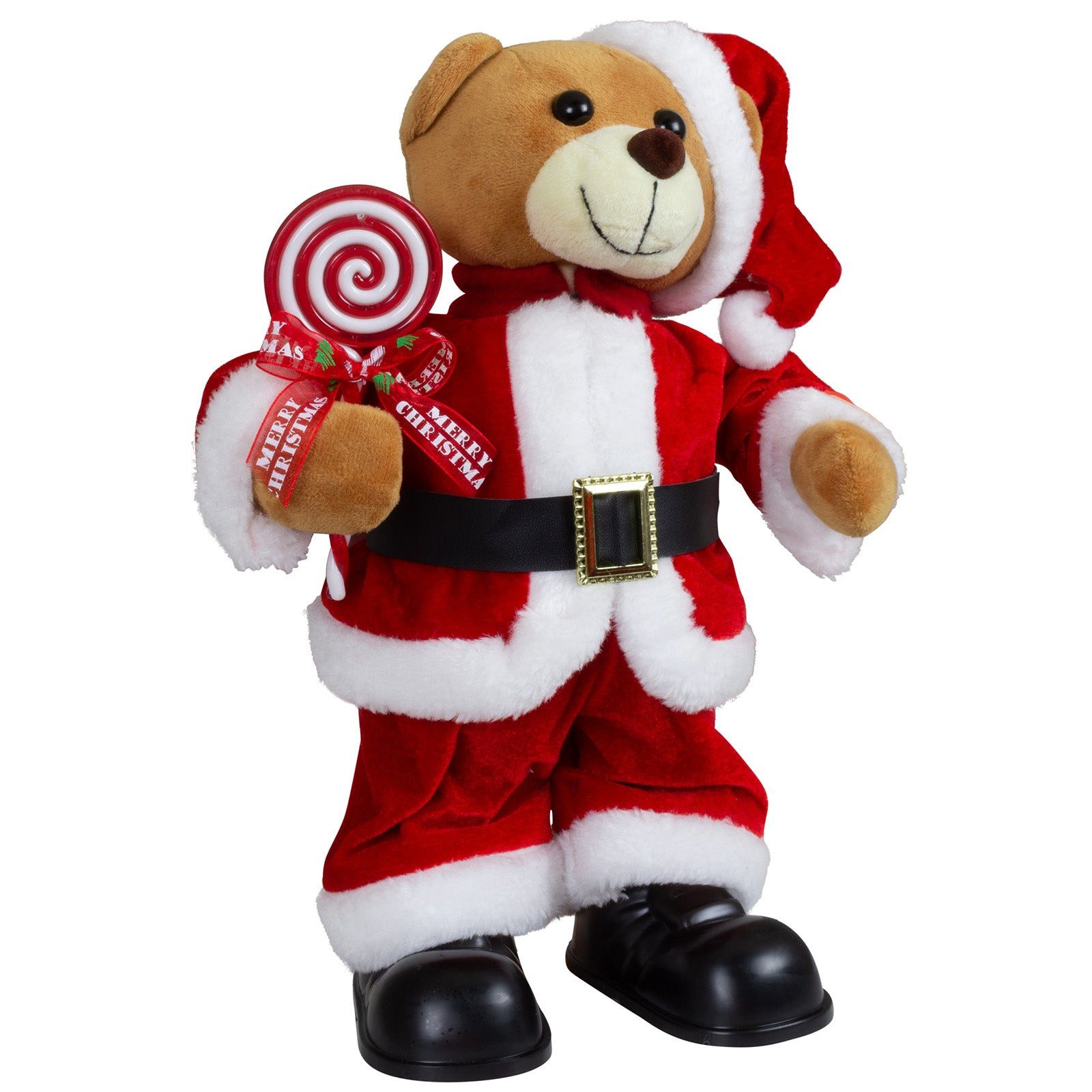 Christmas Paradise Weihnachtsfigur Weihnachtsbär 33 cm mit Animation (Dekofigur, 1 St., tanzt und singt), Weihnachtsdeko, rot-braun