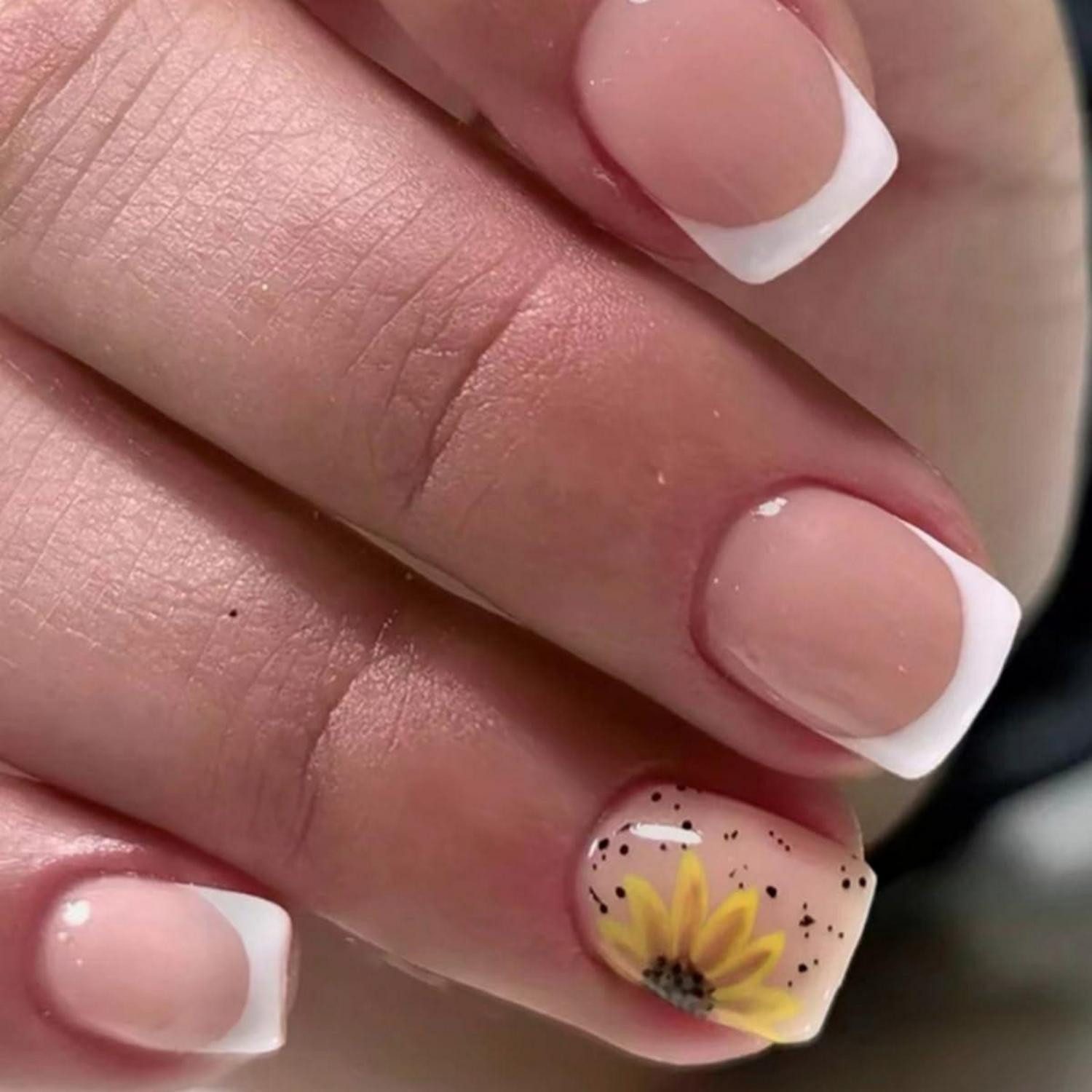 Kunstfingernägel 24 Stück Sonnenblume Glossy Press on Nails Acrylnägel Fake Nägel für