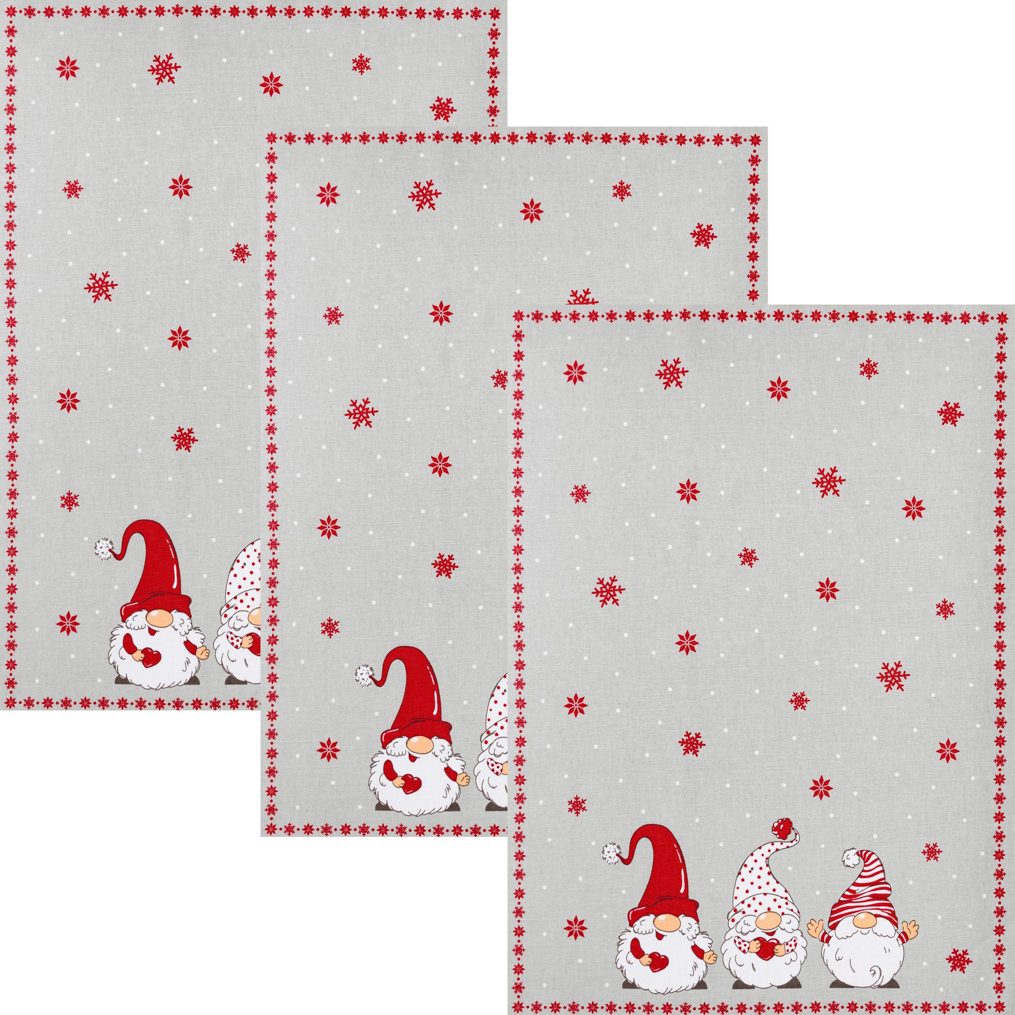 Kracht Geschirrtuch Geschirrtuch "Winterwichtel" 3er-Pack, Halbleinen Motiv günstig online kaufen