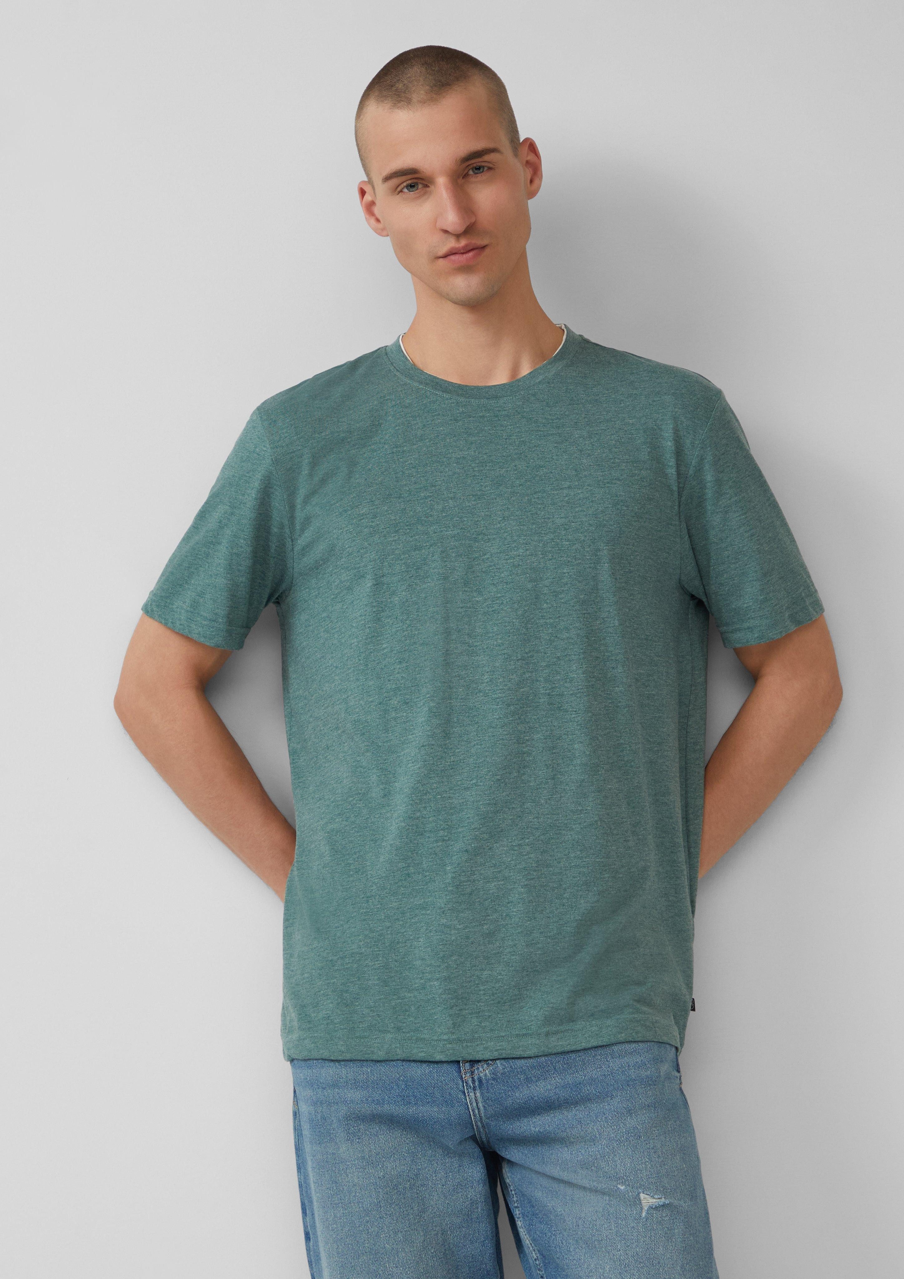 QS Kurzarmshirt Meliertes T-Shirt mit Layering-Detail günstig online kaufen