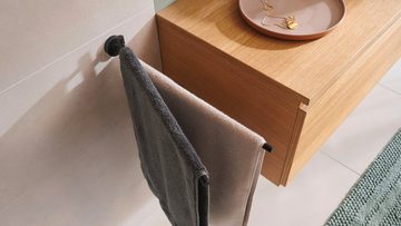 tesa Handtuchhalter MOON Handtuchhalter 2-armig ohne Bohren - 8,4 cm : 5 cm : 45,6 cm, selbstklebende Handtuchhalterung - schwarz