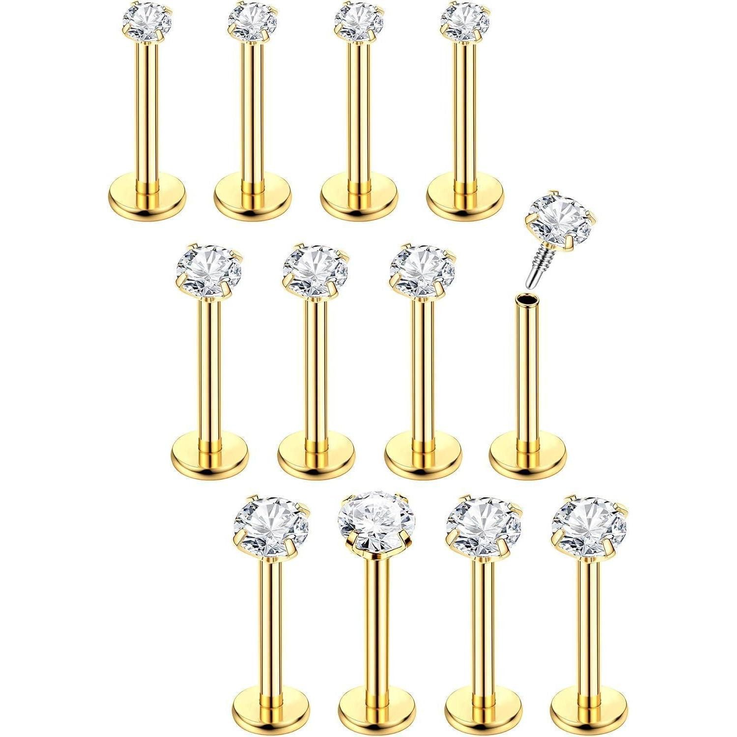 Piercing-Set 16G 12Pcs Helix Piercings Chirurgenstahl Ohr Nasen Tragus